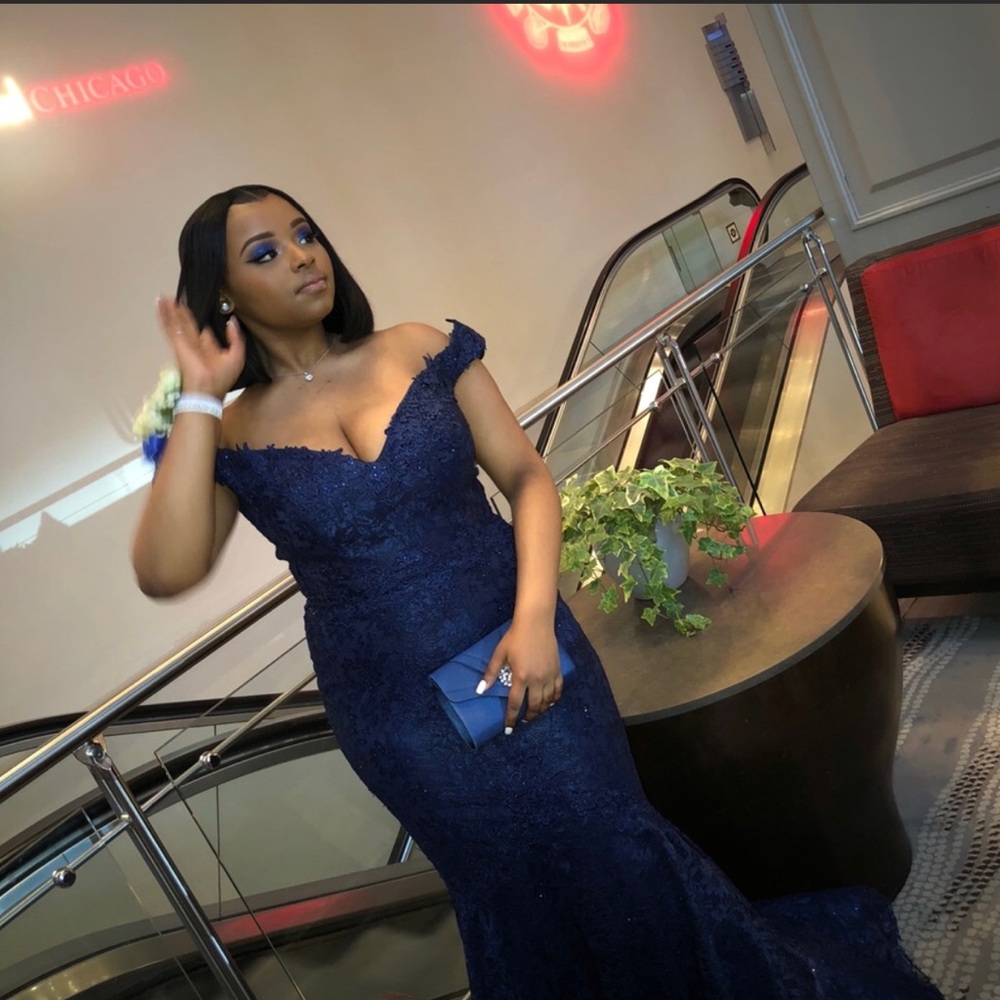 Navy Mermaid Dress by Intrigue size 12